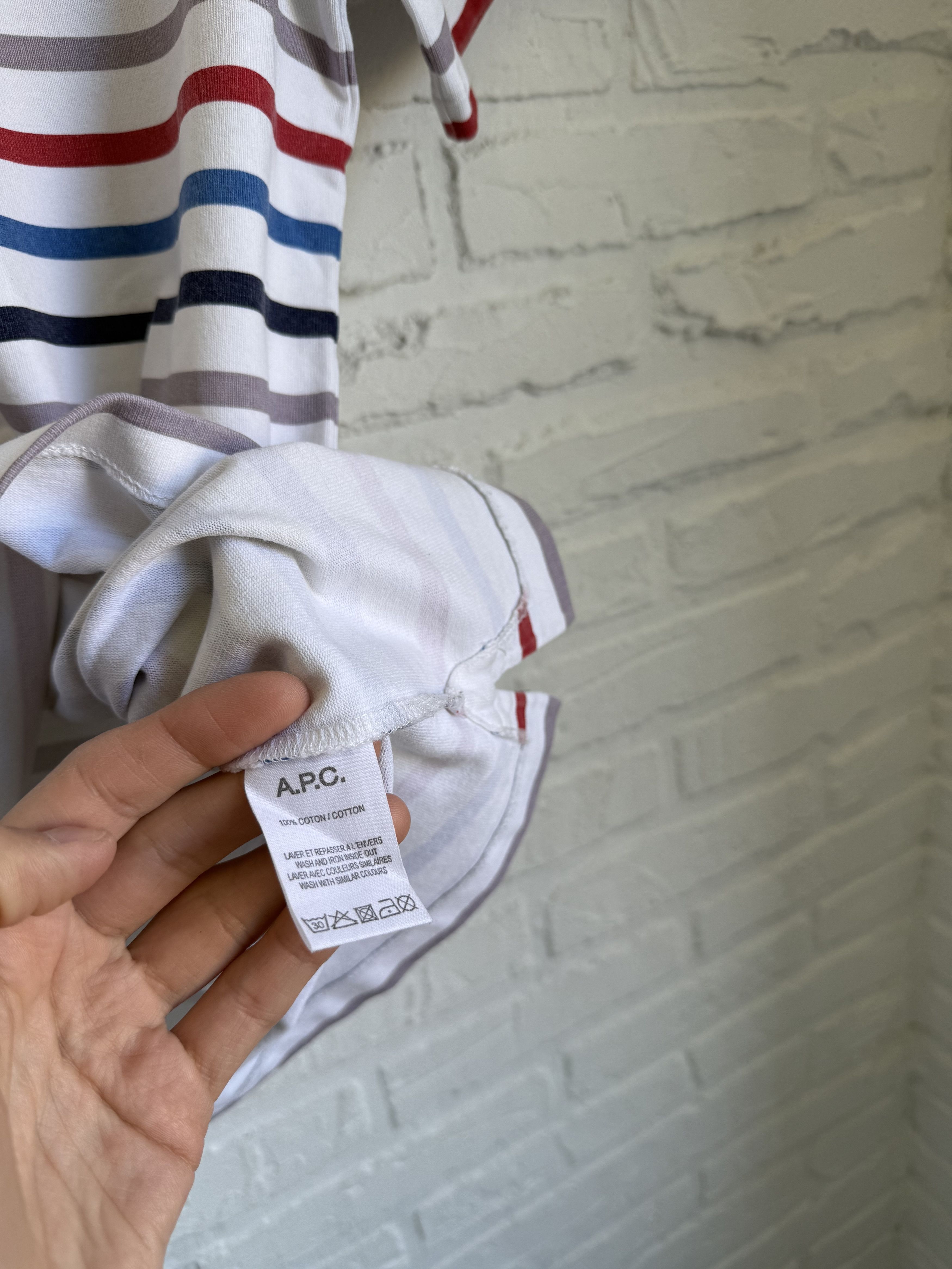 A.P.C. A.P.C. multicolor striped white t-shirt Size US M / EU 48-50 / 2 - 6 Thumbnail