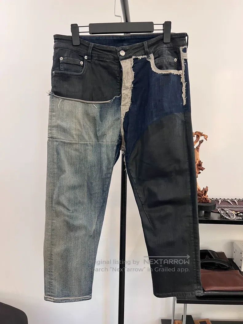 Rick Owens Rick Owens Waxed Coated Patchwork Denim Capris Size US 34 / EU 50 - 1 Thumbnail