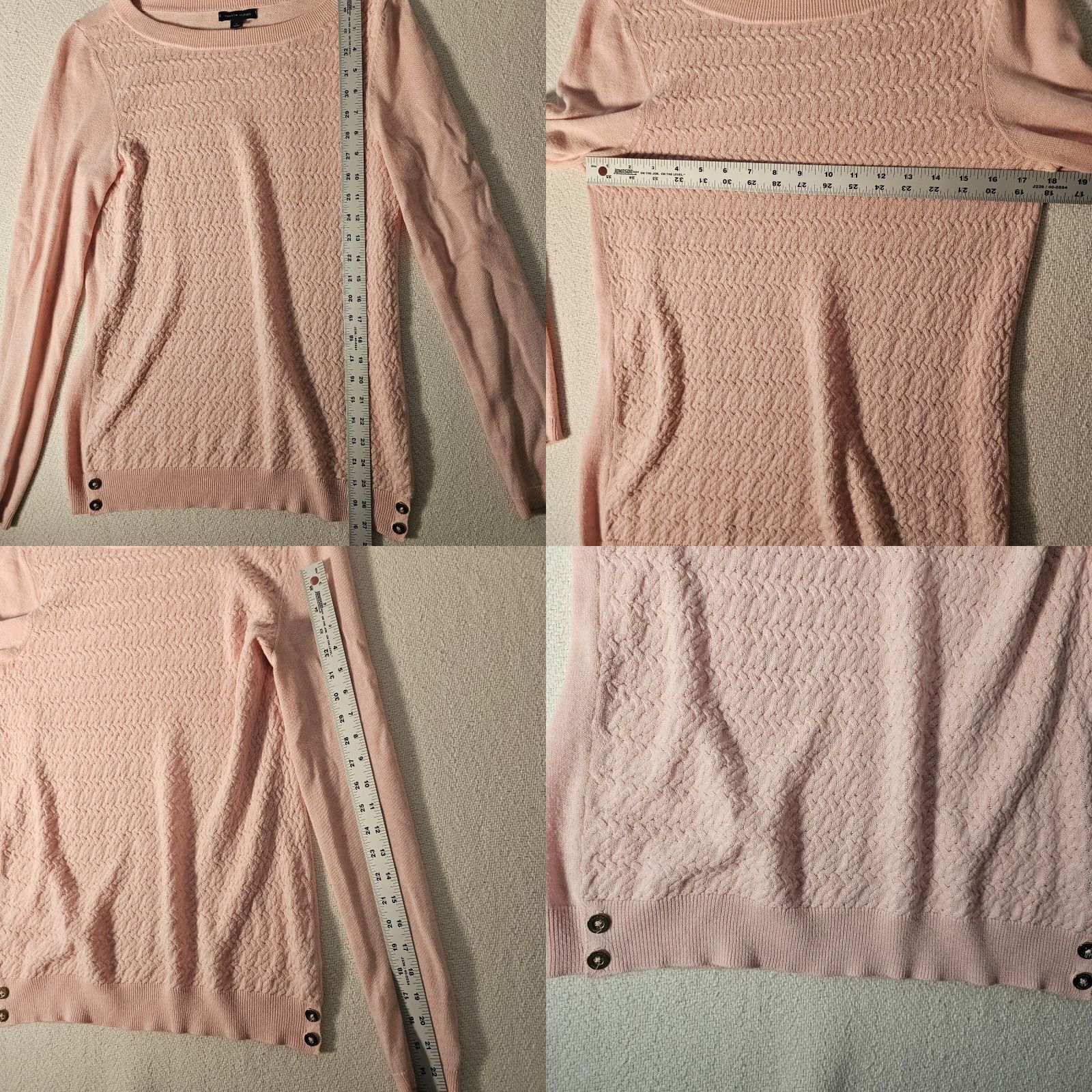 Tommy Hilfiger VINTAGE Tommy Hilfiger Sweater Women’s Medium Pink Pullover Casual Preppy Long Sleeve Knit Button Accents Size M / US 6-8 / IT 42-44 - 8 Thumbnail