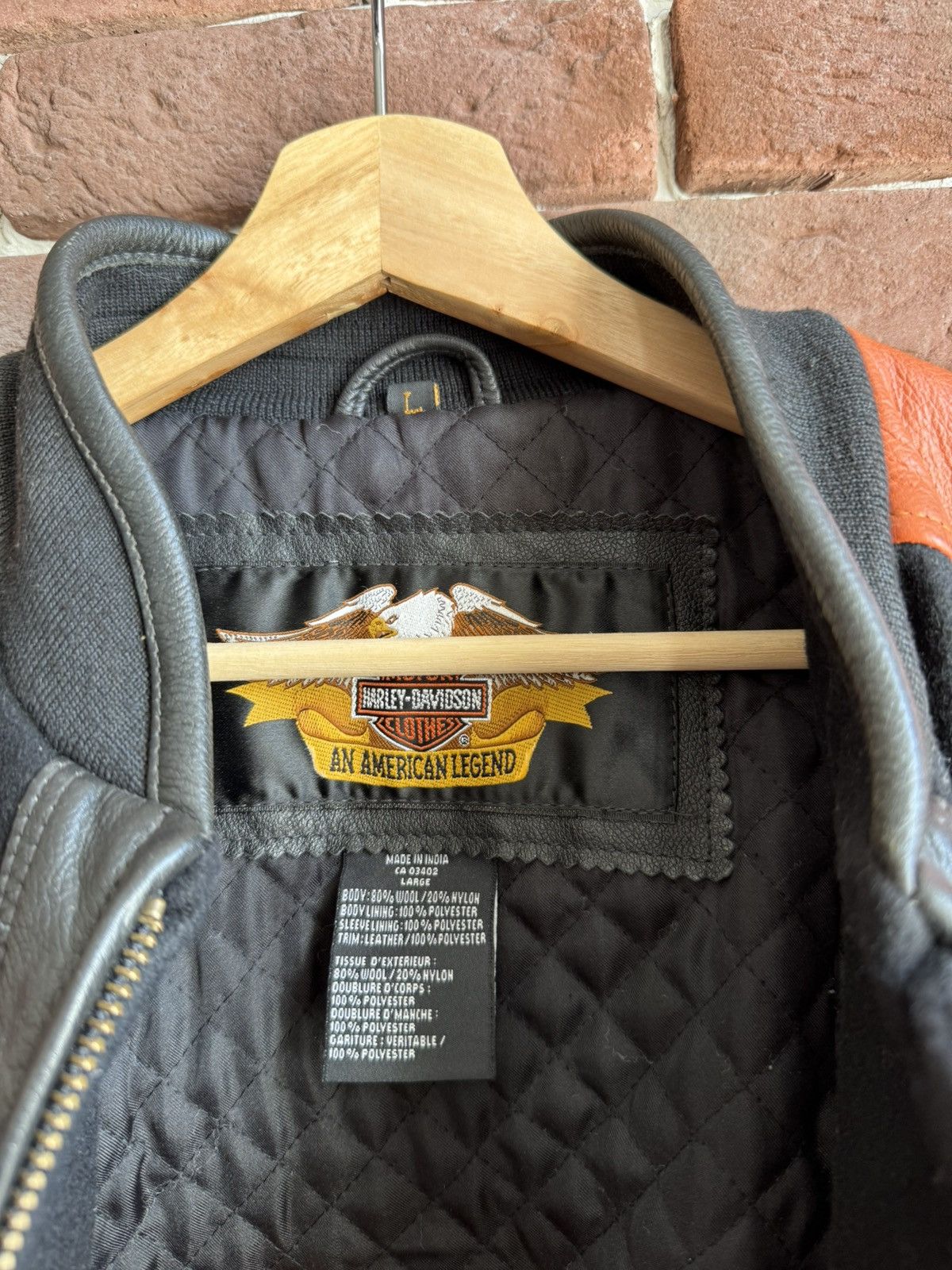 Harley Davidson Harley Davidson Vintage Wool Leather Jacket Biker Size US L / EU 52-54 / 3 - 7 Thumbnail