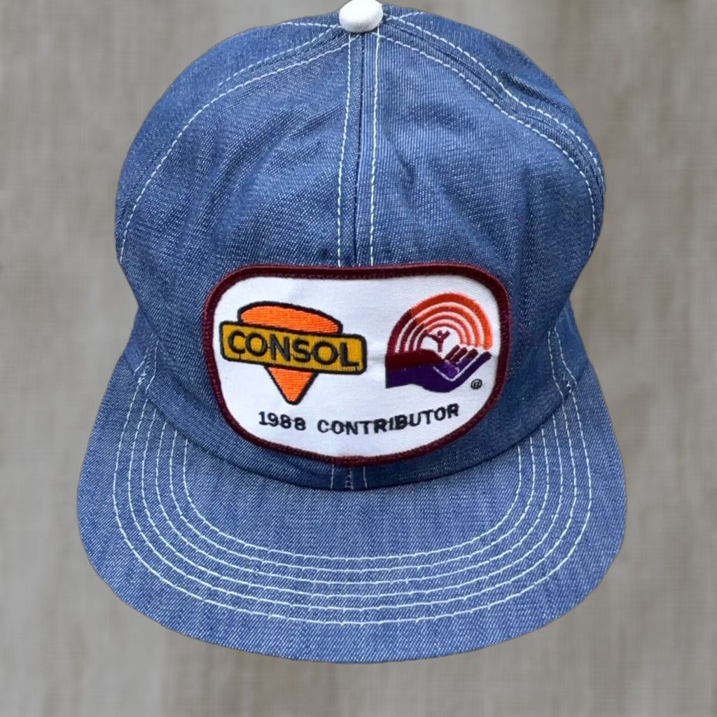 Coal VINTAGE American Legend Trucker Hat Cap Denim Snap Back USA Patch Coal Mining 80s 90s Classic Blue Denim Adjustable One Size Mens Hat Size US 35 - 1 Thumbnail