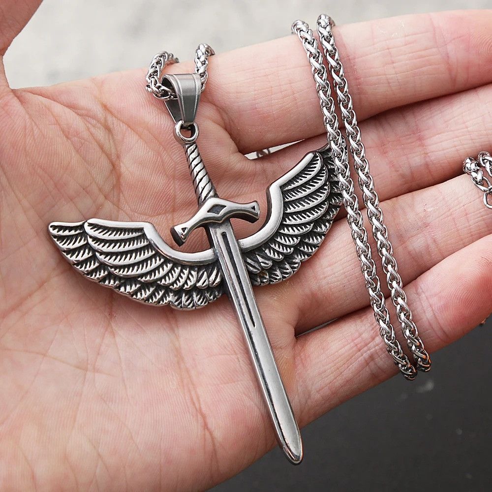 Other Vintage Angel Sword Cross Pendant Necklace Size ONE SIZE - 1 Thumbnail