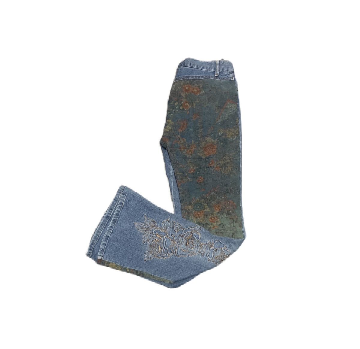 Le Grande Bleu (L.G.B.) Vintage 90s Patchwork Flare Bell Bottom Bootcut Jeans Size US 27 - 2 Thumbnail