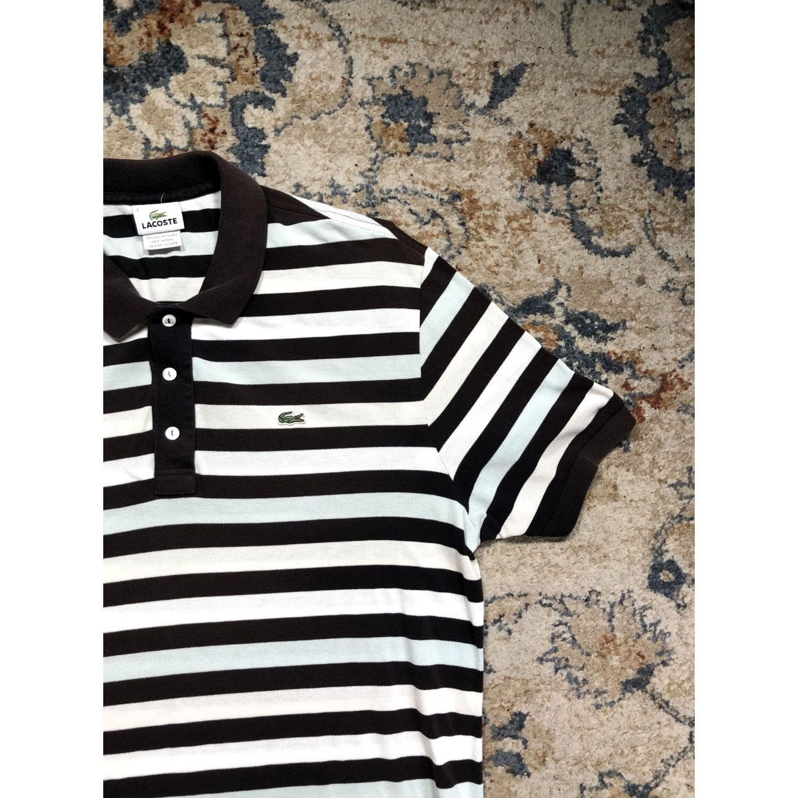 Lacoste Lacoste Polo Shirt Mens 2XL Multicolor Stripe Pique Slim Classic Collar Crocodile Logo Shirt Size US XXL / EU 58 / 5 - 4 Thumbnail