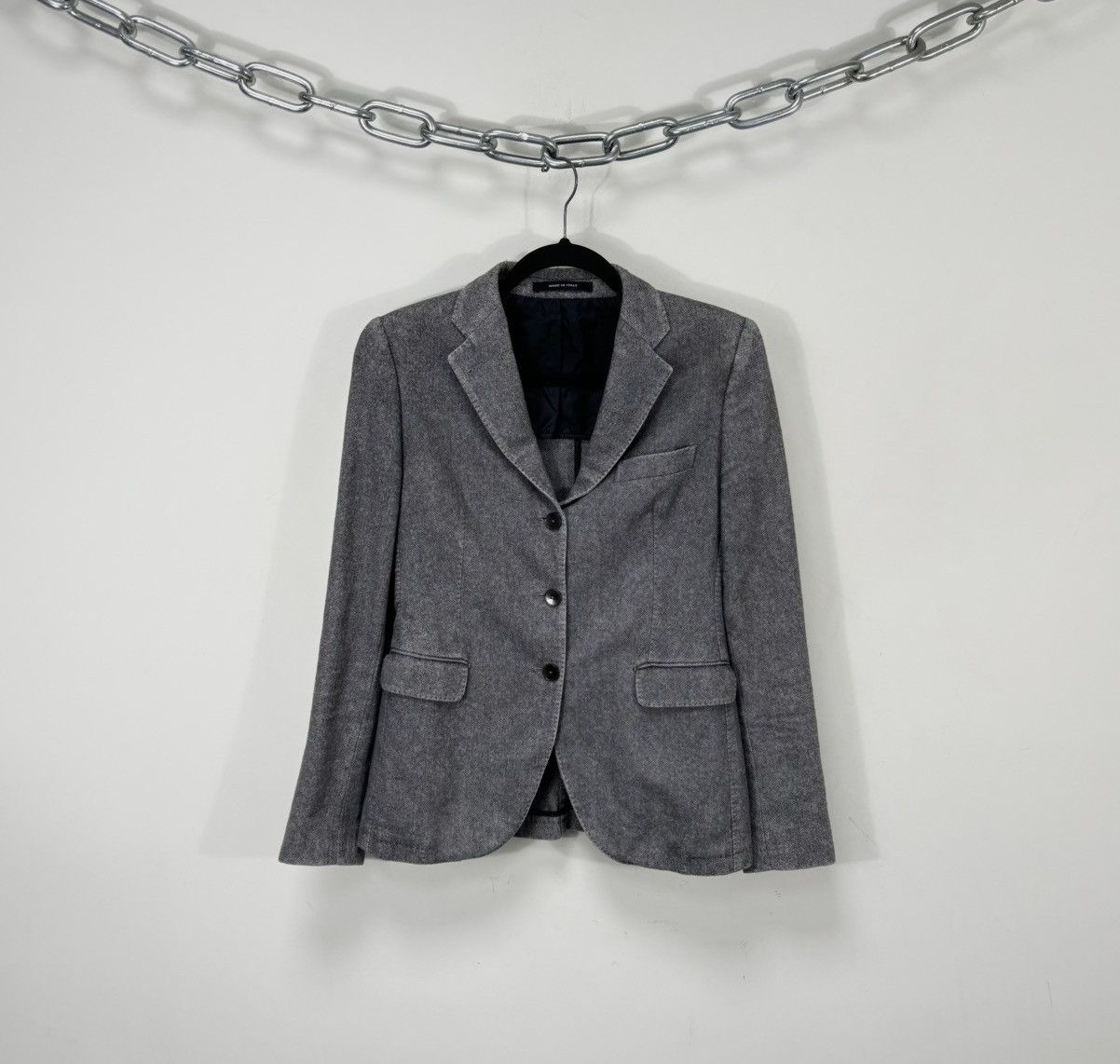 Tagliatore Tagliatore Women’s Herringbone Gray Wool Blend Blazer Jacket Size M / US 6-8 / IT 42-44 - 1 Thumbnail
