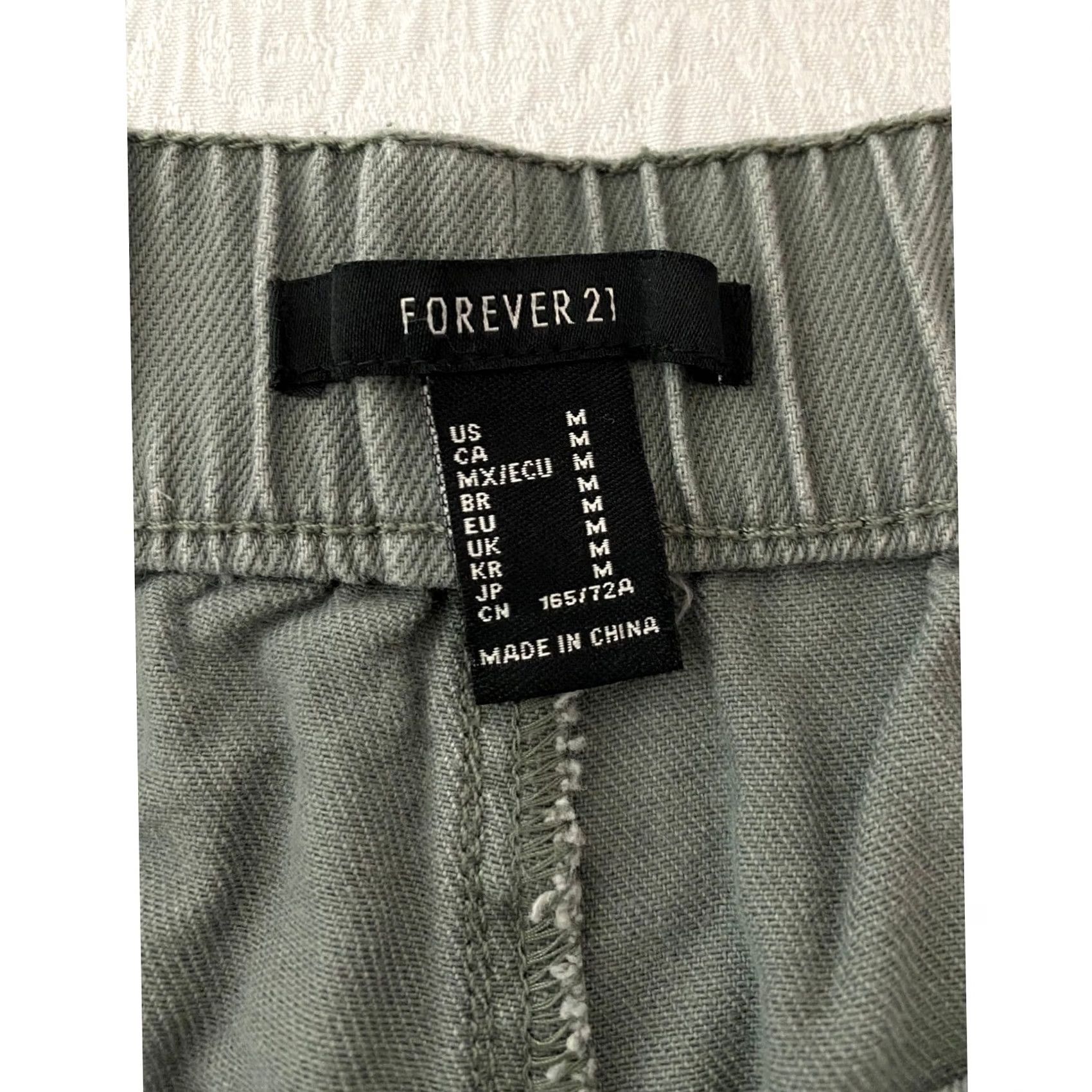 Forever 21 FOREVER 21 Womens Olive Green Cargo Jogger Pants Elastic Waist Tie Cuff Size M Size 32" / US 10 / IT 46 - 7 Thumbnail