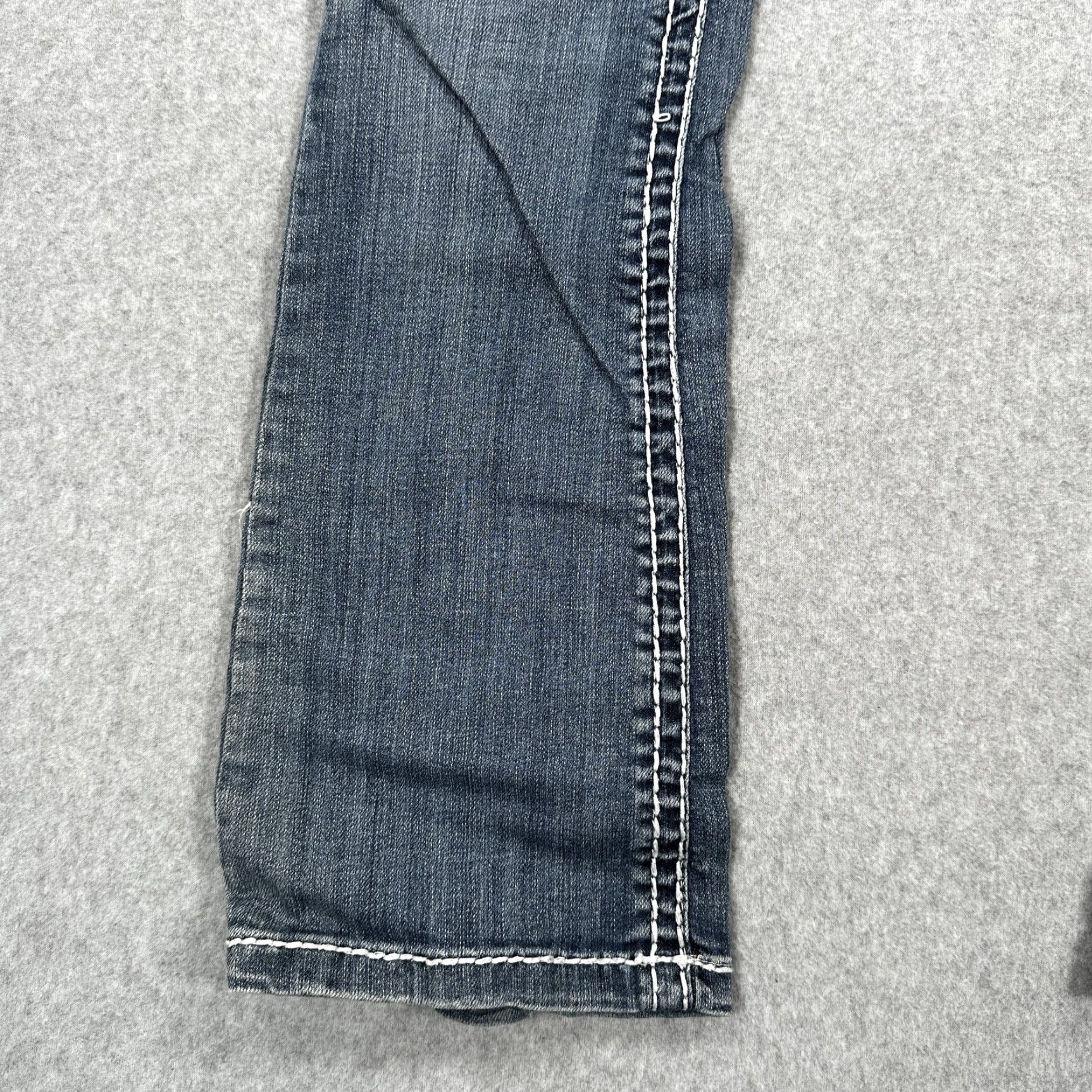 Vintage Miss Chic Jeans Womens 5 Blue Bootcut Denim Pants Distressed Crystal Studded Rhinestone Pockets Y2K Size 27" / US 4 / IT 40 - 5 Thumbnail