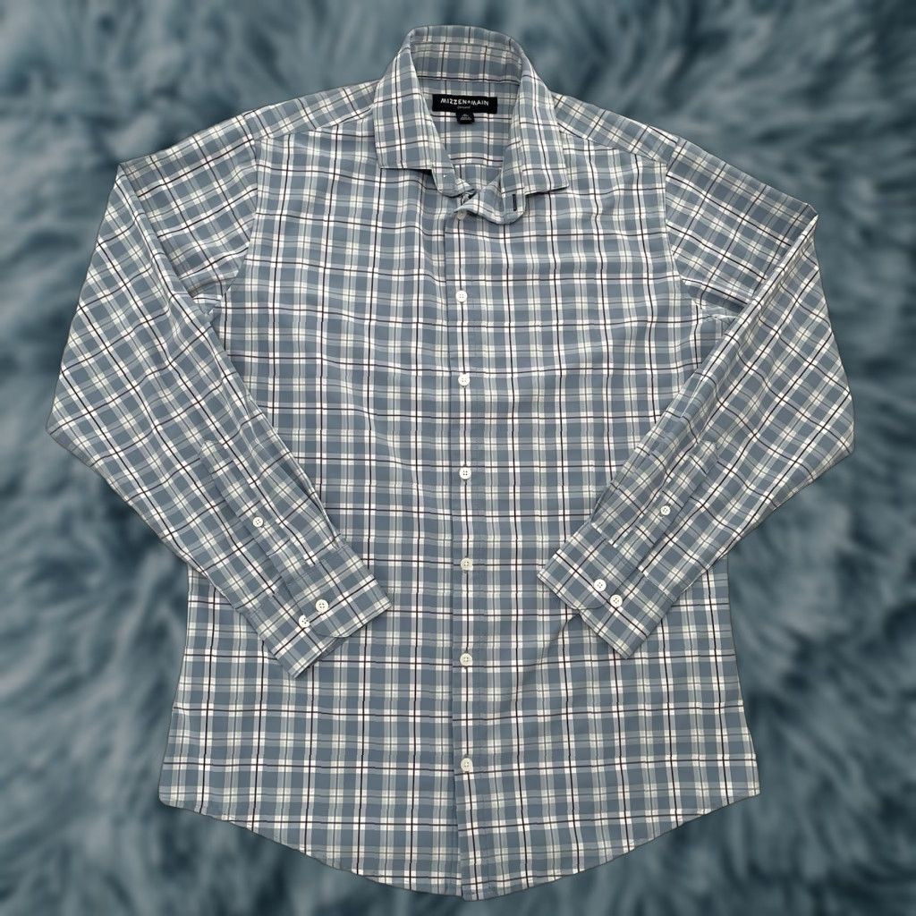 Mizzen+Main Mizzen+Main Shirt Adult Medium Blue Trim Fit Button Up Lightweight Leeward Mens Size US M / EU 48-50 / 2 - 1 Thumbnail