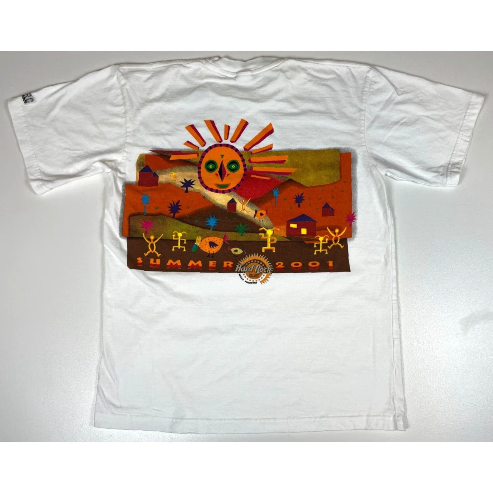 Hard Rock Cafe VINTAGE Hard Rock Cafe Shirt Unisex Adults M Makati Philippines 2001 T-Shirt White Cotton Graphic Rock Size: M Size US M / EU 48-50 / 2 - 2 Thumbnail