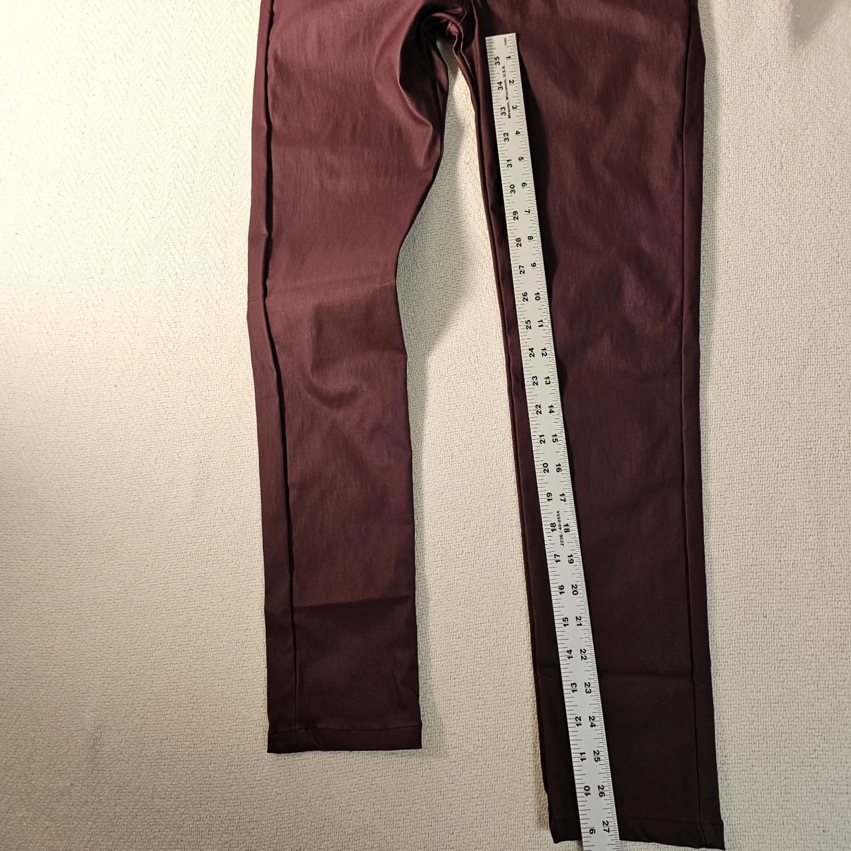 Vintage Bellanoa Leggings Womens 14 Plum Purple Faux Leather Casual Ankle Pants Pull On Purple 14 Womens Size 36" / US 14 / IT 50 - 6 Thumbnail