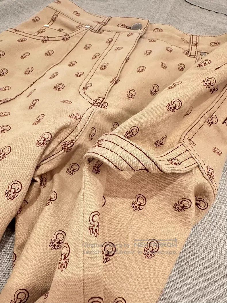 Hermes Hermes Cotton khaki full-print logo jeans Size 25" / US 0 / IT 36 - 3 Thumbnail