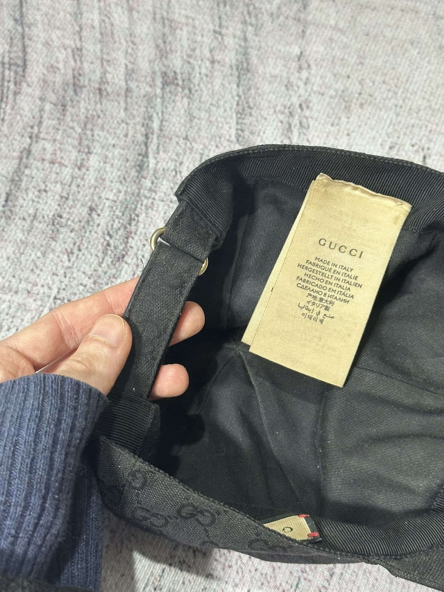 Gucci Gucci Hat GG Monogram Leather Patch Logo Black Size ONE SIZE - 14 Thumbnail