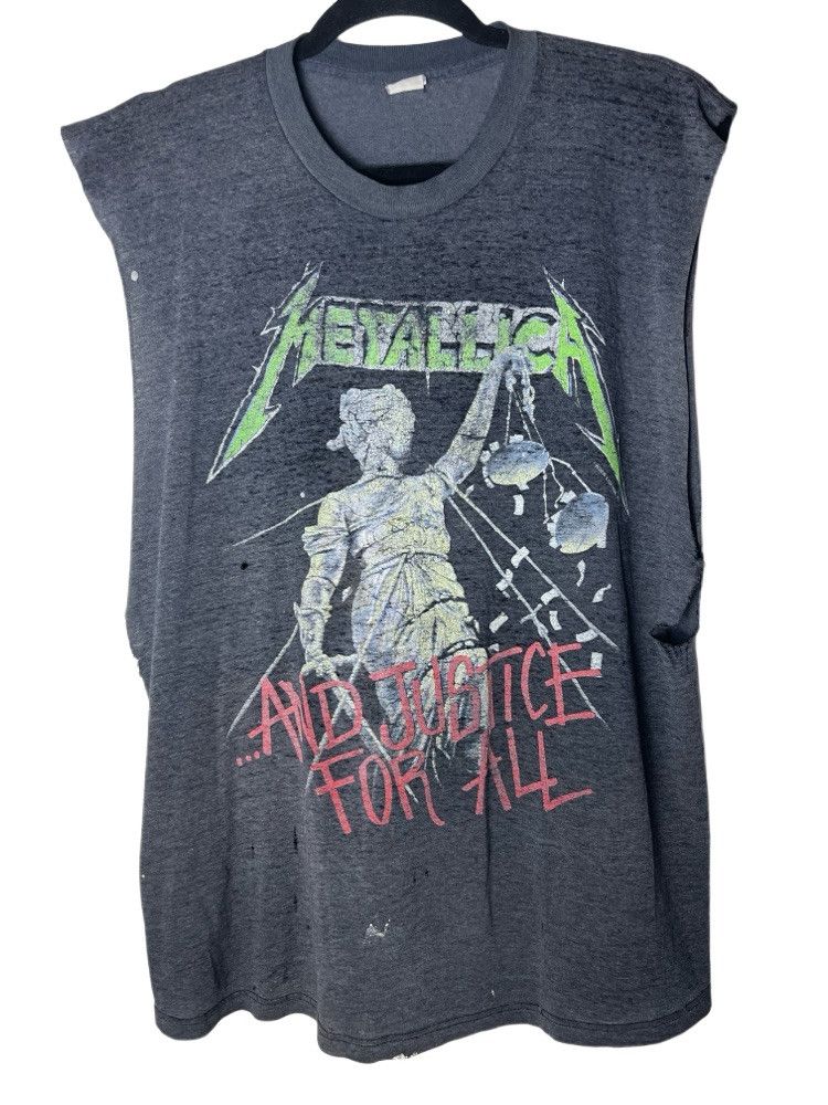 Vintage Vintage 80's Metallica "And Jusice For All" Tour Cutoff Tee Size US L / EU 52-54 / 3 - 1 Thumbnail