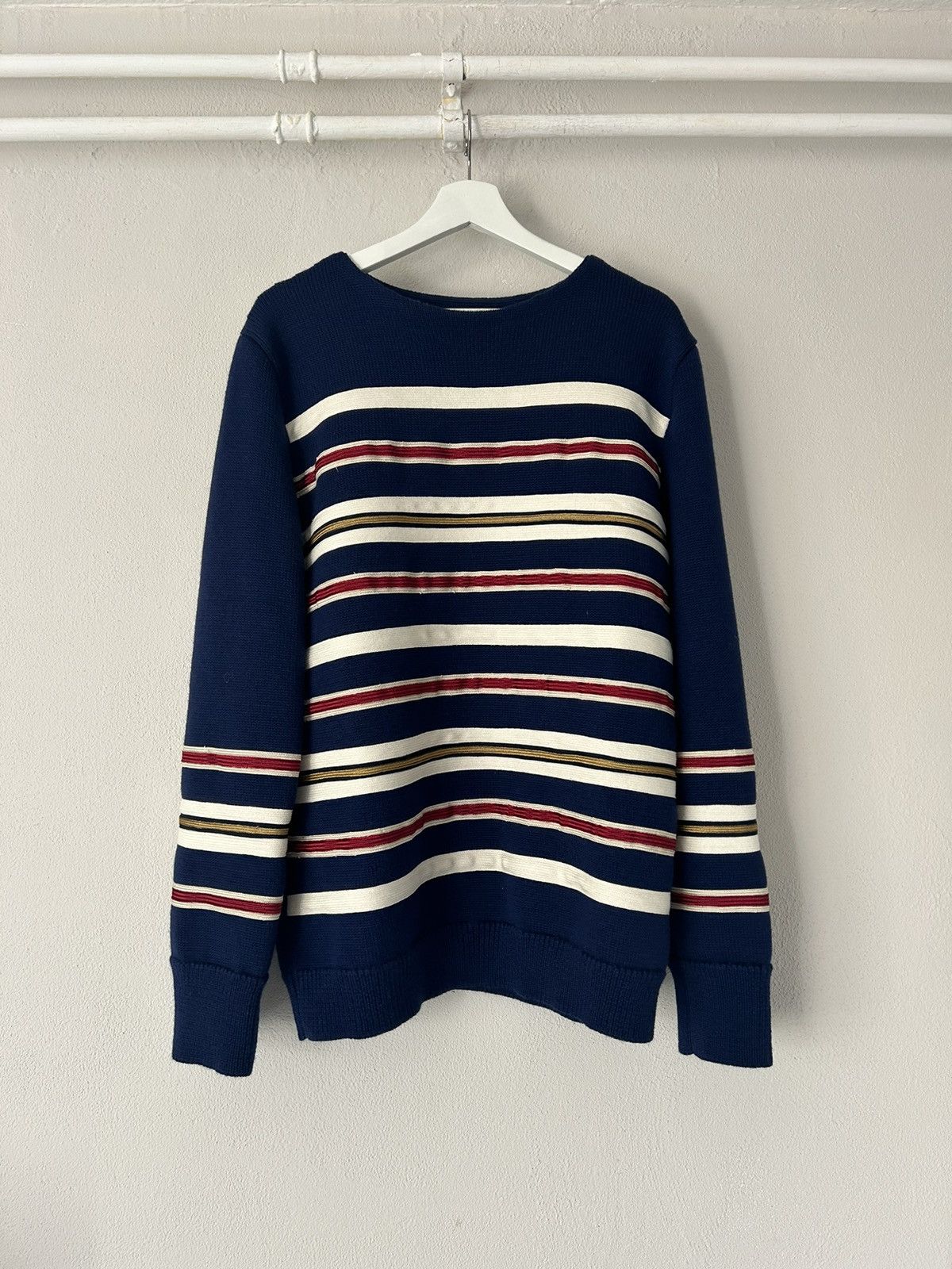 Gucci Navy Stripe Embroidered Wool Sweater Size US L / EU 52-54 / 3 - 1 Thumbnail