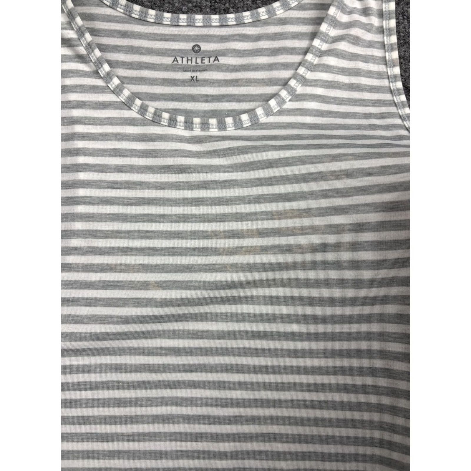 Athleta Athleta Tank Top Womens XL Gray White Striped Cropped Muscle Workout Shirt Size XL / US 12-14 / IT 48-50 - 5 Thumbnail