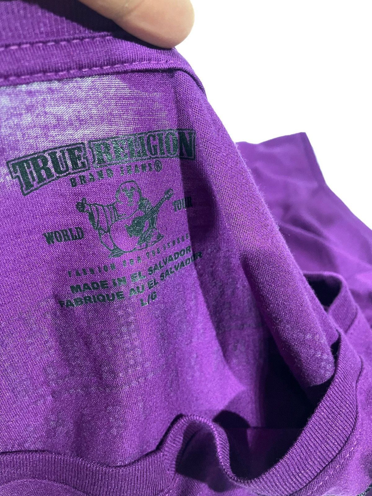 Japanese Brand × True Religion True Religion Women T Shirt V Neck Purple Rhinestone Logo Size L / US 10 / IT 46 - 8 Thumbnail