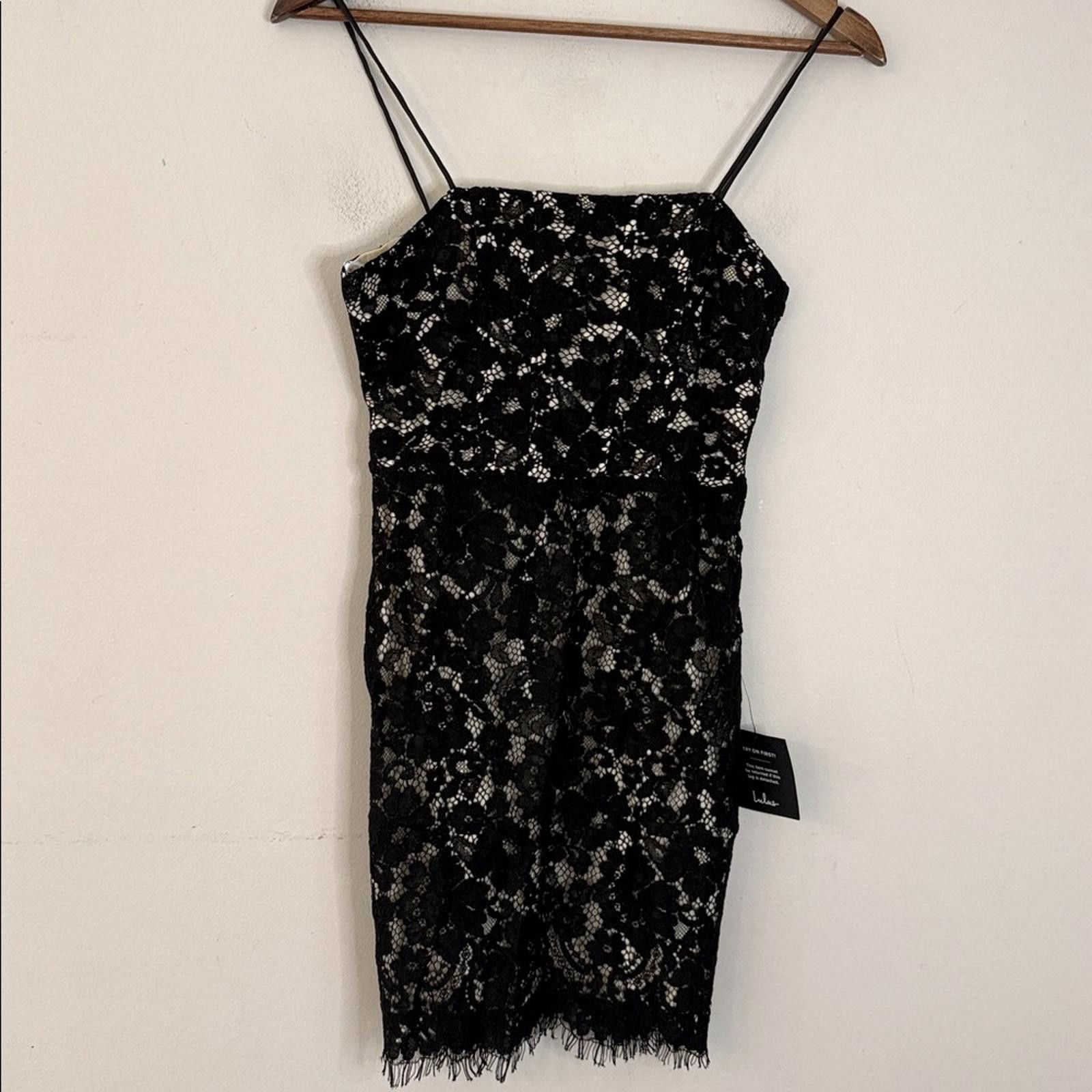 Lulus Lulu's Black & Cream Lace Mini Dress lined SZ SM Size S / US 4 / IT 40 - 1 Thumbnail