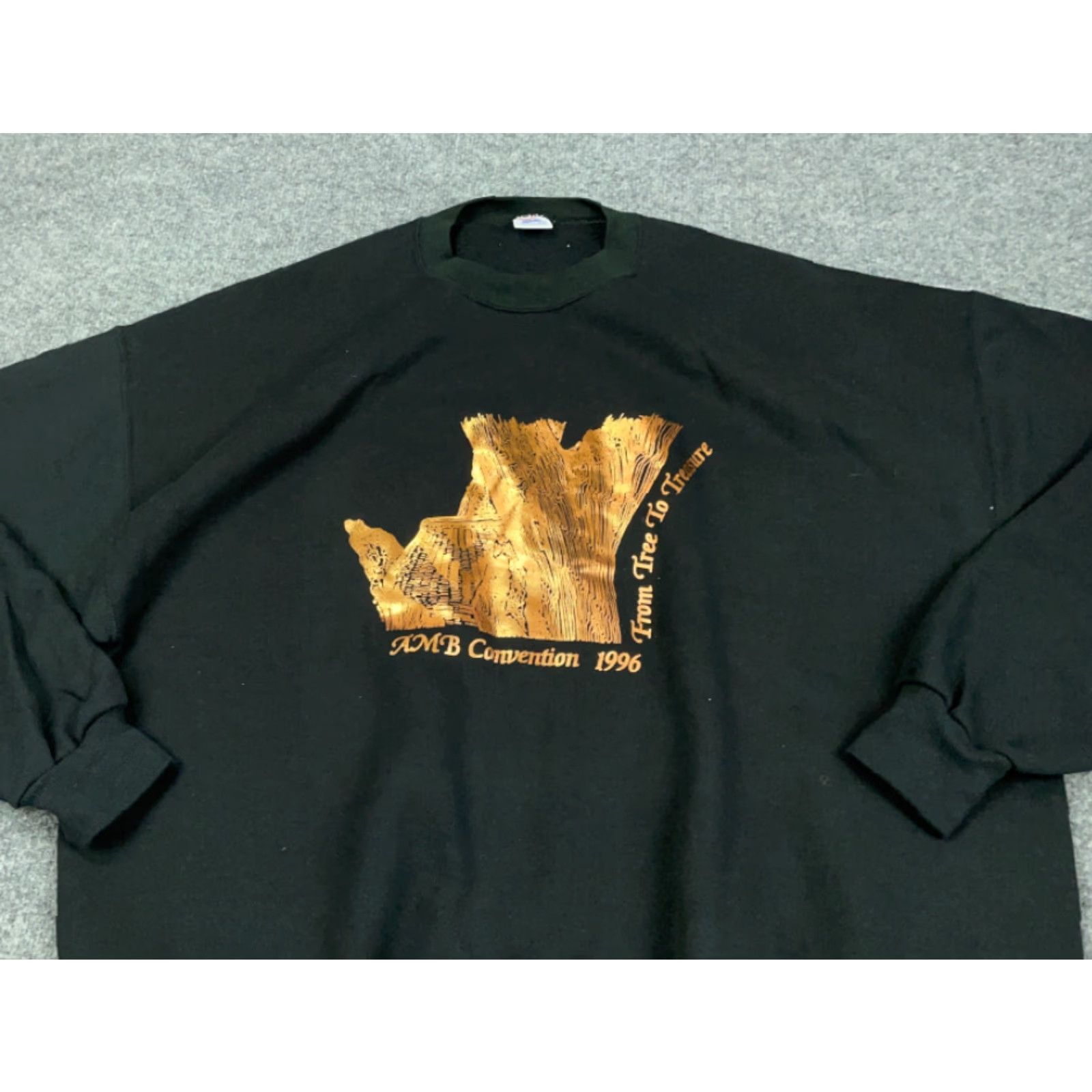 Jerzees VINTAGE Jerzees Sweatshirt 90s Association of Michigan Basketmakers Crew Neck 2X Black Adult Men—Heavyweight Foil Print, 1996 Size US XXL / EU 58 / 5 - 5 Thumbnail