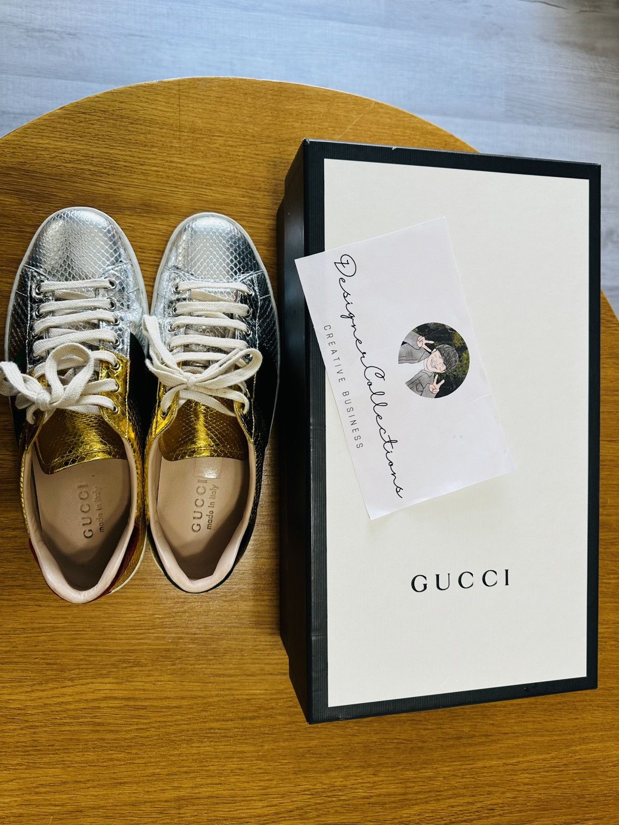 Gucci GUCCI New Ace Metallic Snakeskin Sneakers. Size 8. US 8.5 Size US 8.5 / EU 41-42 - 8 Thumbnail