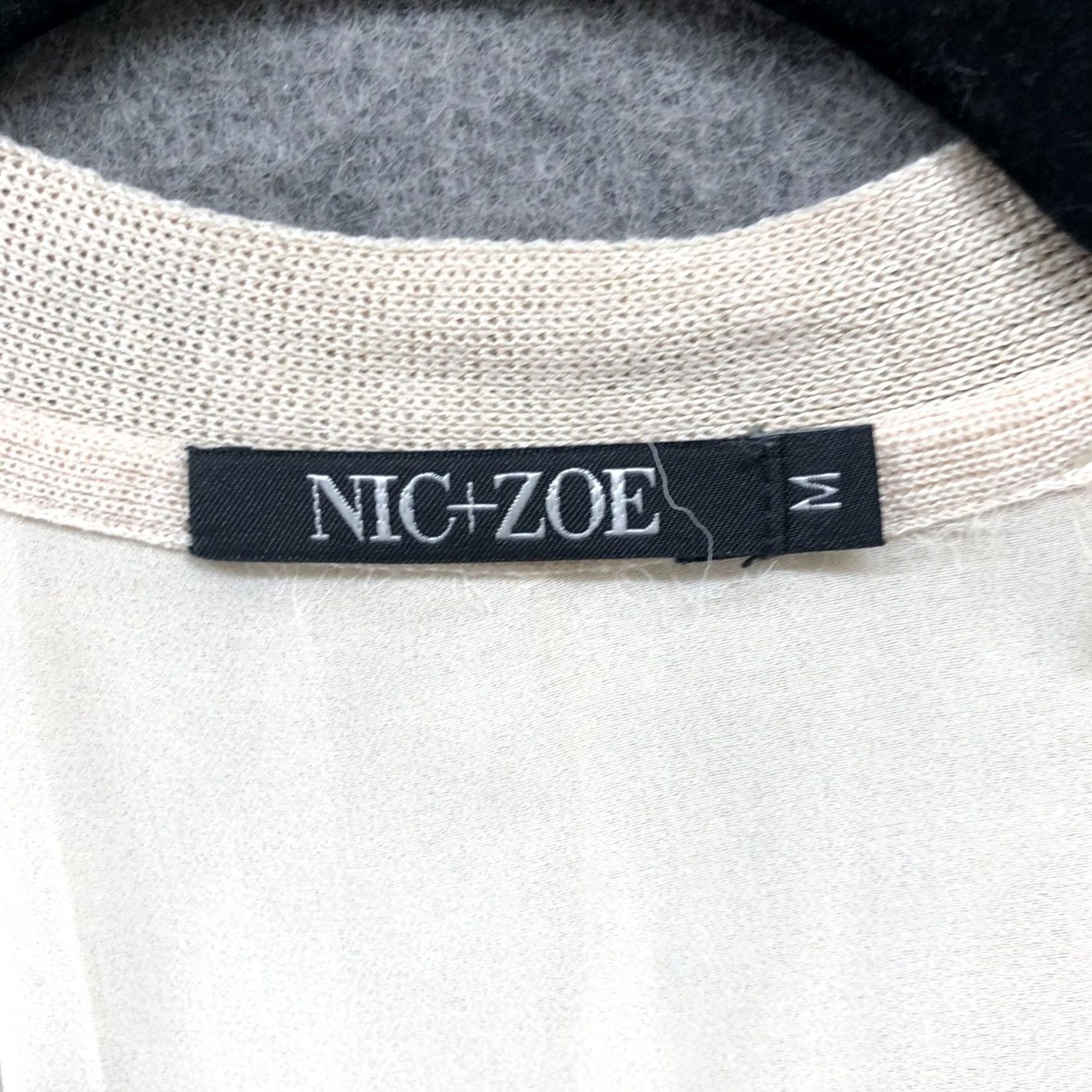 NIC+ZOE Nic+Zoe Cardigan Womens M Cream Button Front Chiffon Lightweight Knit Long Sleeve V-Neck Solid Vintage: No Size M / US 6-8 / IT 42-44 - 5 Thumbnail