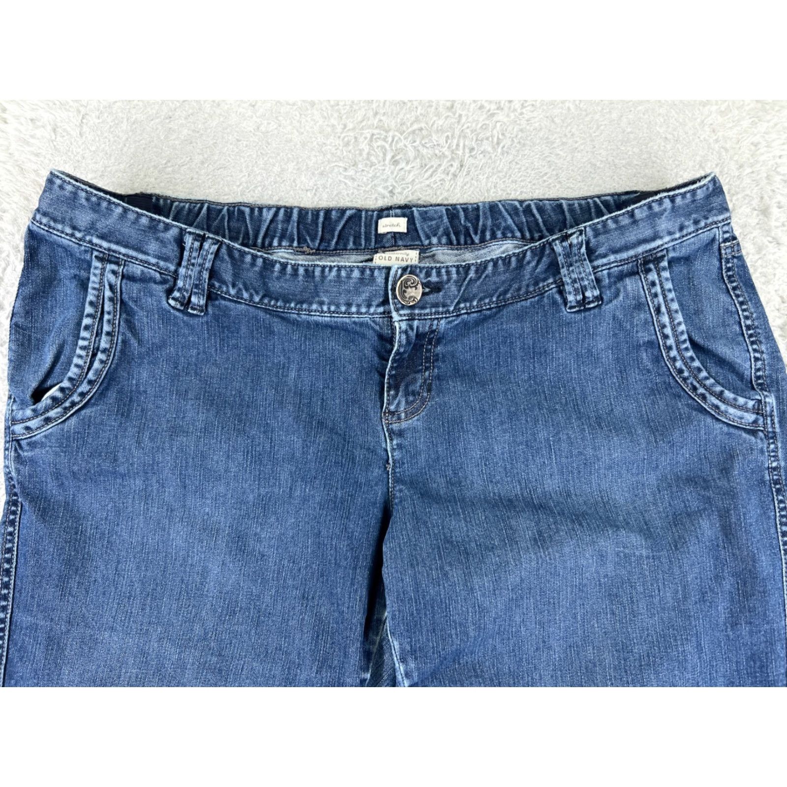 Old Navy VINTAGE Old Navy Womens Flared Maternity Jeans 12 Blue Denim Stretch Low Rise 5-Pocket Size 34" / US 12 / IT 48 - 4 Thumbnail