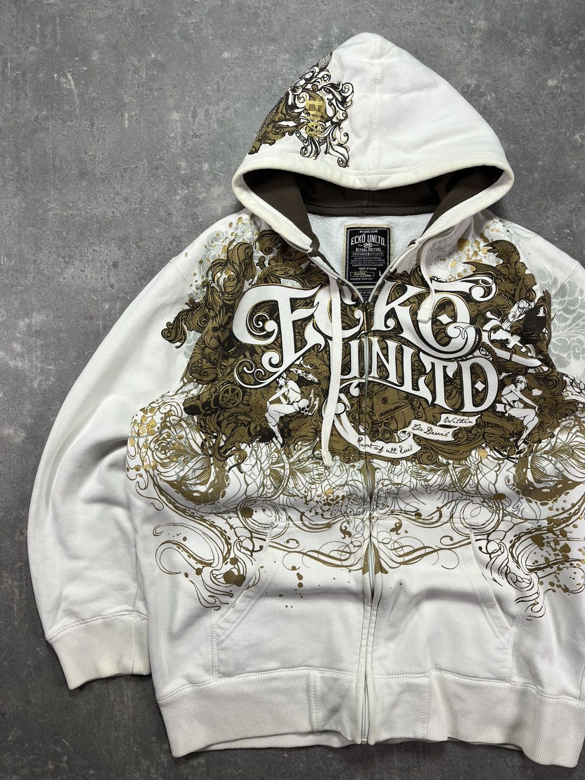 Ecko Unltd. Ecko Unltd. Big Print Logo Baggy Zip Hoodie L XL Size US L / EU 52-54 / 3 - 3 Thumbnail