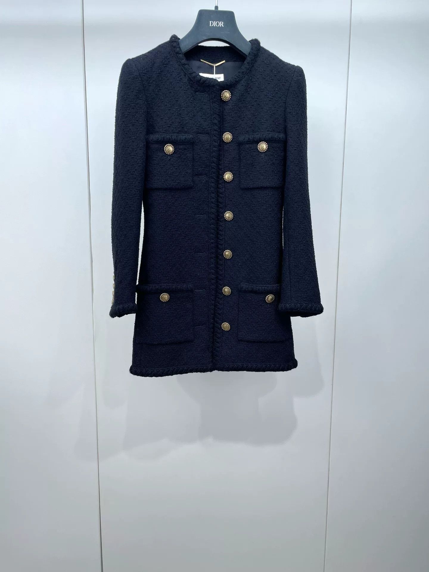 Saint Laurent Paris Saint Laurent Gold Button Tweed Coat Size XXS / US 00 / IT 34 - 1 Thumbnail