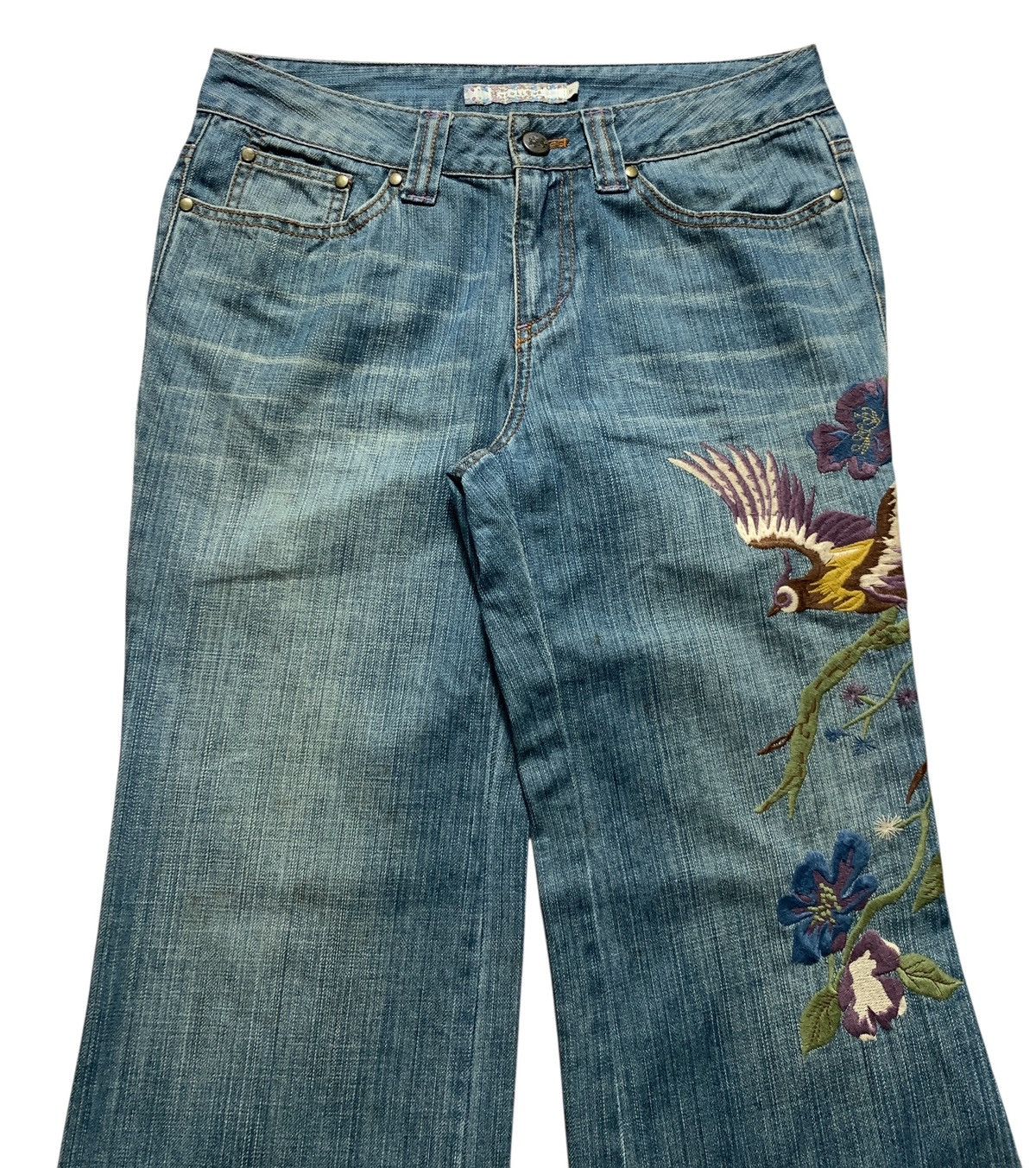 Karakuri Tamashii Bucolique Karakuri Tamashii Phoenix Embroidery Flared Jeans Size US 29 - 3 Thumbnail