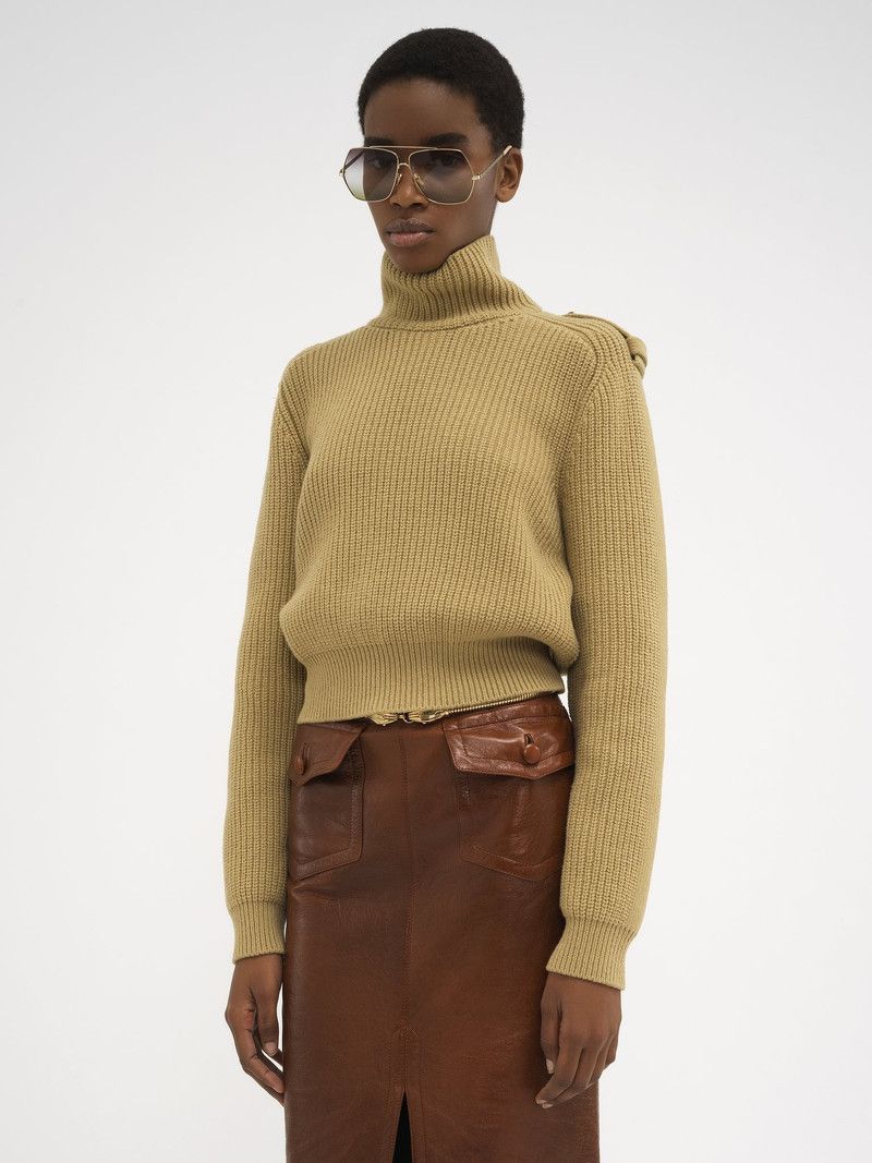 Chloe o1loc1c10226 Mock-neck Sweater in Smoky Beige Size XS / US 0-2 / IT 36-38 - 3 Thumbnail