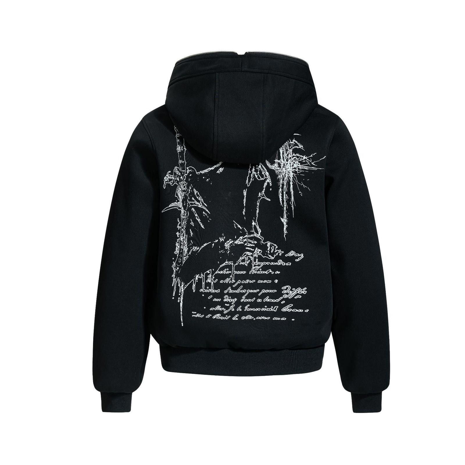 Japanese Brand Black Graphic Zip-Up Hoodie, Casual Menswear Hoodie Size US M / EU 48-50 / 2 - 2 Thumbnail