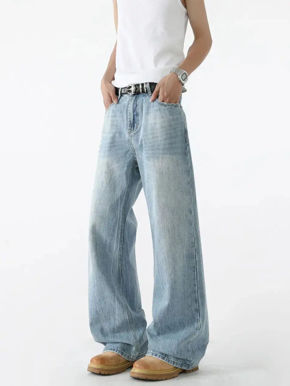 Japanese Brand Retro loose straight leg casual wide leg jeans Size US 30 / EU 46 - 1 Thumbnail
