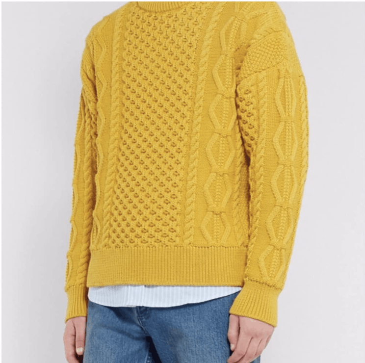 AMI Cable Knit Crewneck Oversize Sweater Yellow Size US S / EU 44-46 / 1 - 5 Thumbnail