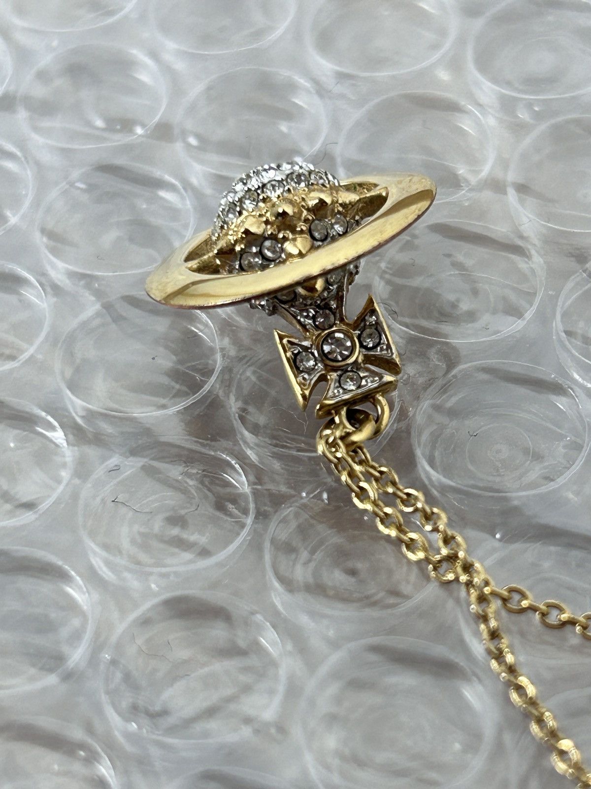 Vivienne Westwood Vivienne Westwood Rare Tilted Rhinestone 3D Pendant Necklace Size ONE SIZE - 4 Thumbnail