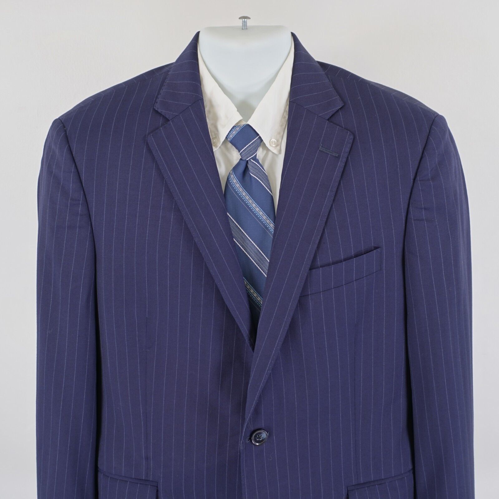 Peter Millar Blue Wool Striped Suit Jacket 38R 2 Button Tagg
