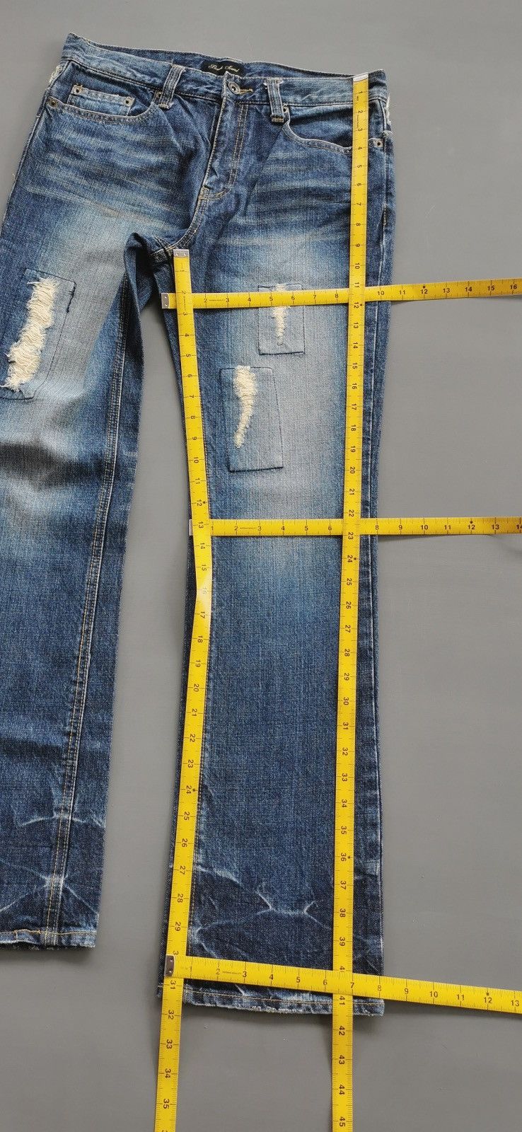 Japanese Brand Beach Sound Distressed Patchwork Reworked Jeans Size US 31 - 11 Thumbnail