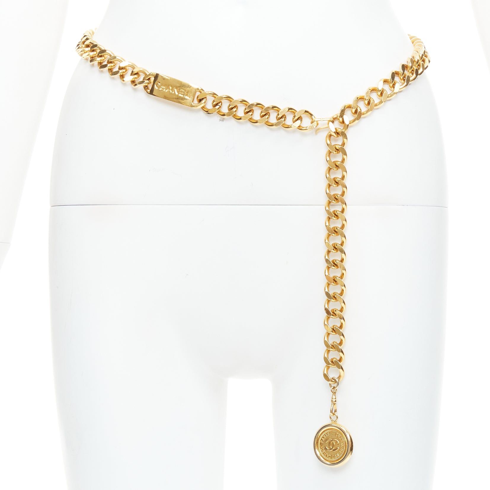 Chanel CHANEL1994 Vintage gold plated CC ID plate 31 Rue Cambon coin chain belt Size ONE SIZE - 1 Thumbnail