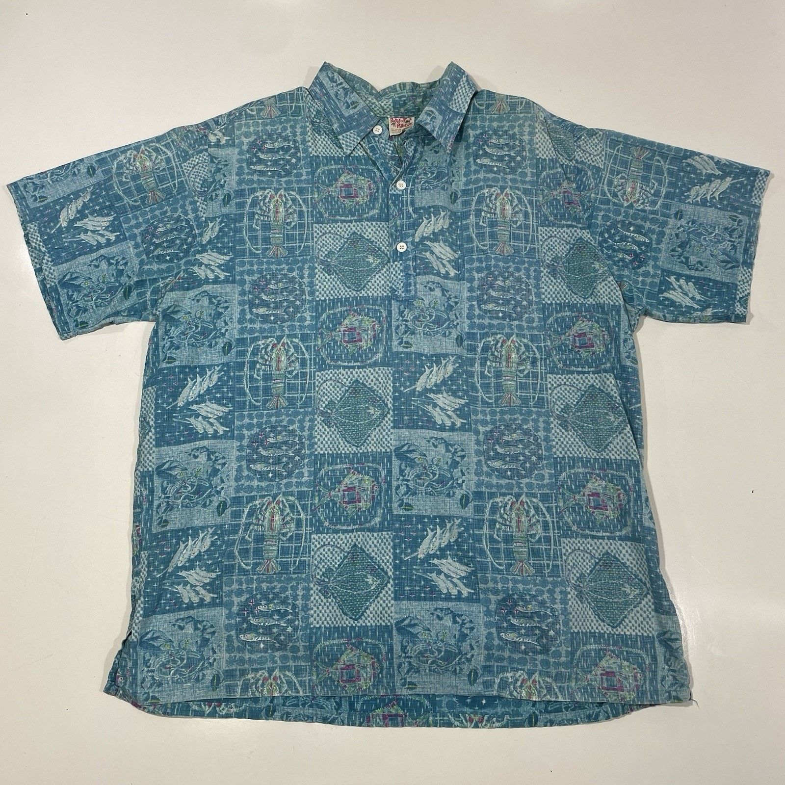 All-In Barefoot In Paradise Blue Hawaiian Shirt Fish Lobster Ray XL Size US XL / EU 56 / 4 - 1 Thumbnail