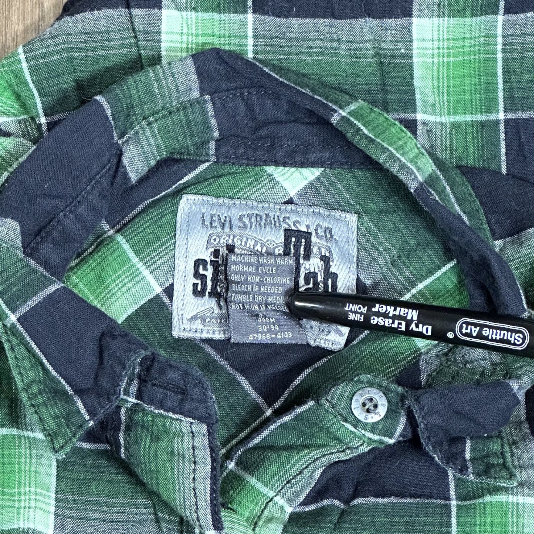 Levi's Levi's Shirt Button-Up Long Sleeve Cotton Plaid Green Blue L Men Size US L / EU 52-54 / 3 - 5 Thumbnail