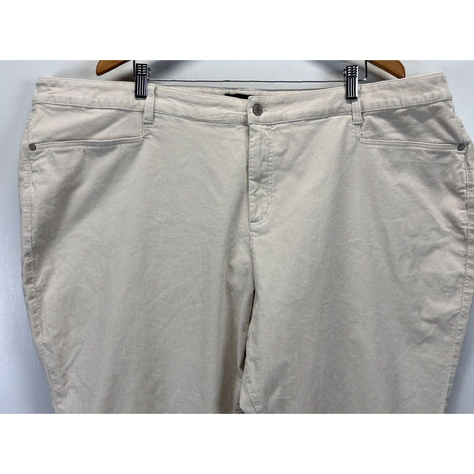 Talbots Talbots Corduroy Pants - 5 Pocket, Plus Size 26W Ivory, High Rise, Straight Leg, Cotton Blend, Women's Pants Size 26" / US 2 / IT 38 - 2 Thumbnail