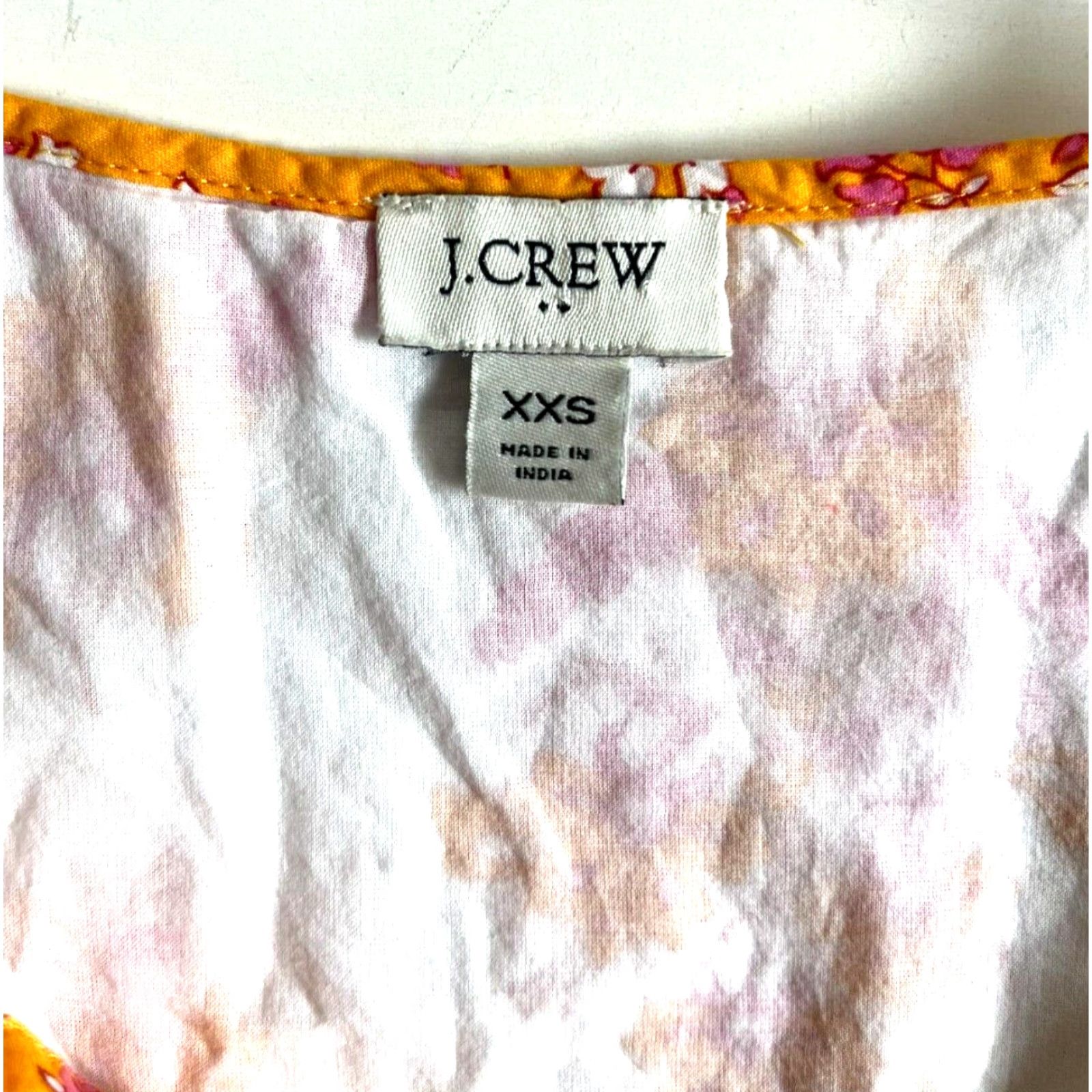 J.Crew VINTAGE J.CREW Dress Pocket Floral 100% Cotton Tunic Shirt Dress XXS Women Long Sleeve White Orange Pink Size XXS / US 00 / IT 34 - 3 Thumbnail