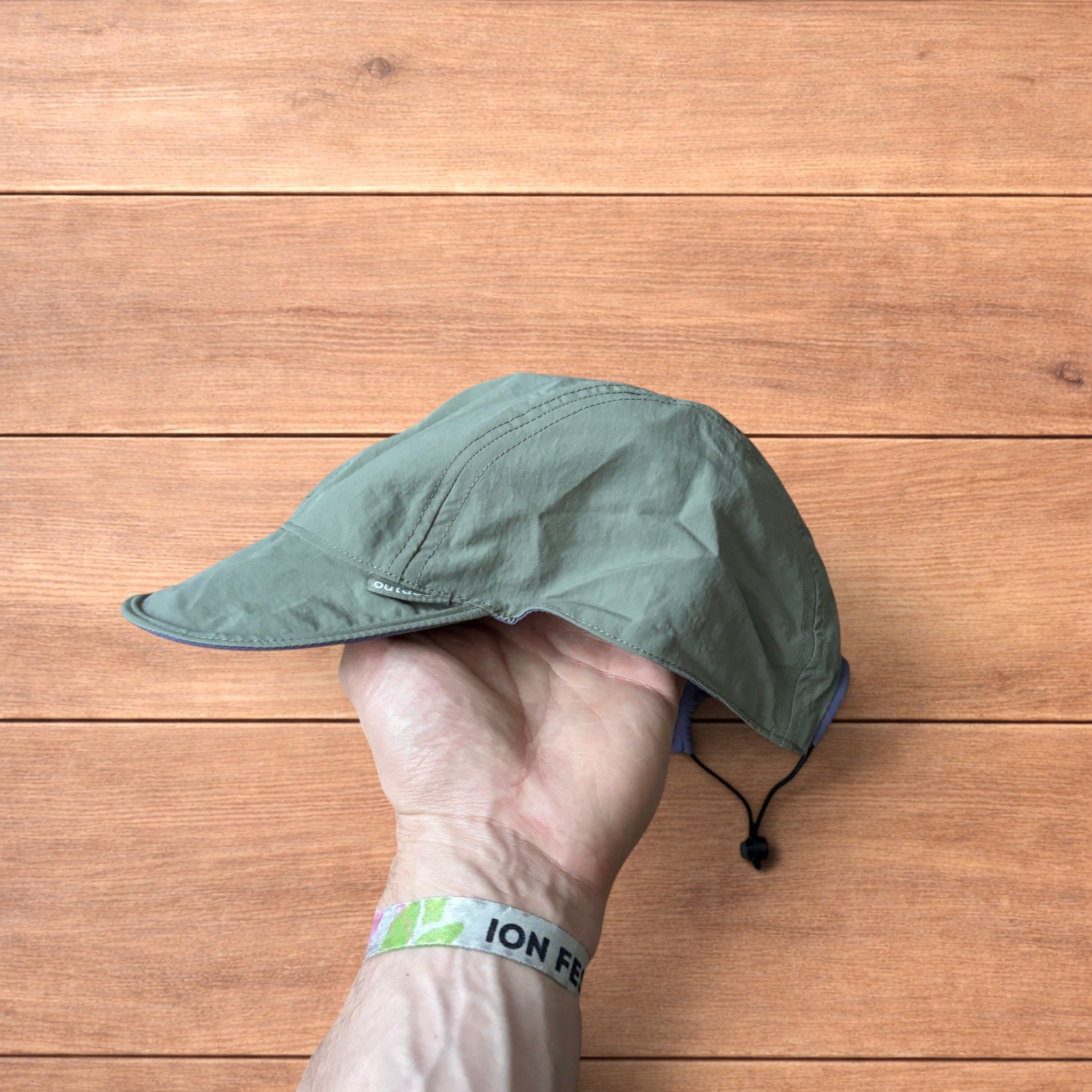Japanese Brand Reversible military pilot trapper hat in green/purple. Size ONE SIZE - 4 Thumbnail