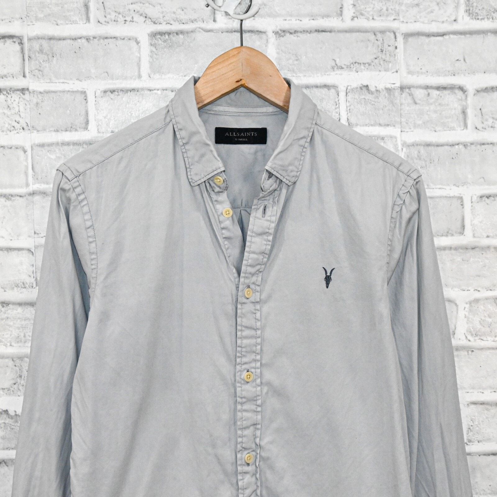 Allsaints ALL SAINTS Button Down Redondo LS Shirt Grey Cotton Rumskull Size US XS / EU 42 / 0 - 4 Thumbnail