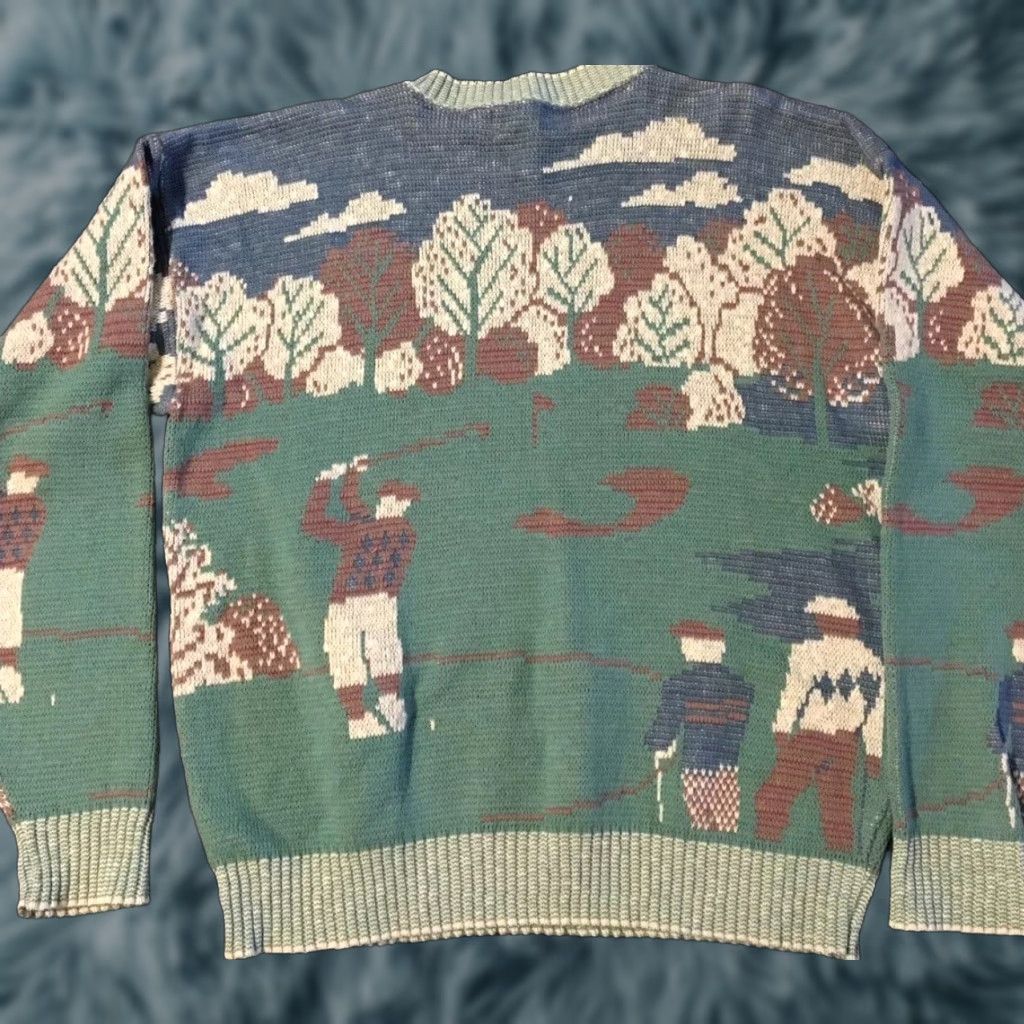 Vintage VINTAGE 90s Waterfront Workshop Golf All Over Print Sweater M USA Sport Sailing 80s Size US M / EU 48-50 / 2 - 1 Thumbnail