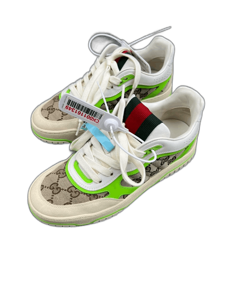 Gucci Gucci re-Web Pattern Sneakers with Neon Green Accents Size US 7.5 / EU 40-41 - 1 Thumbnail