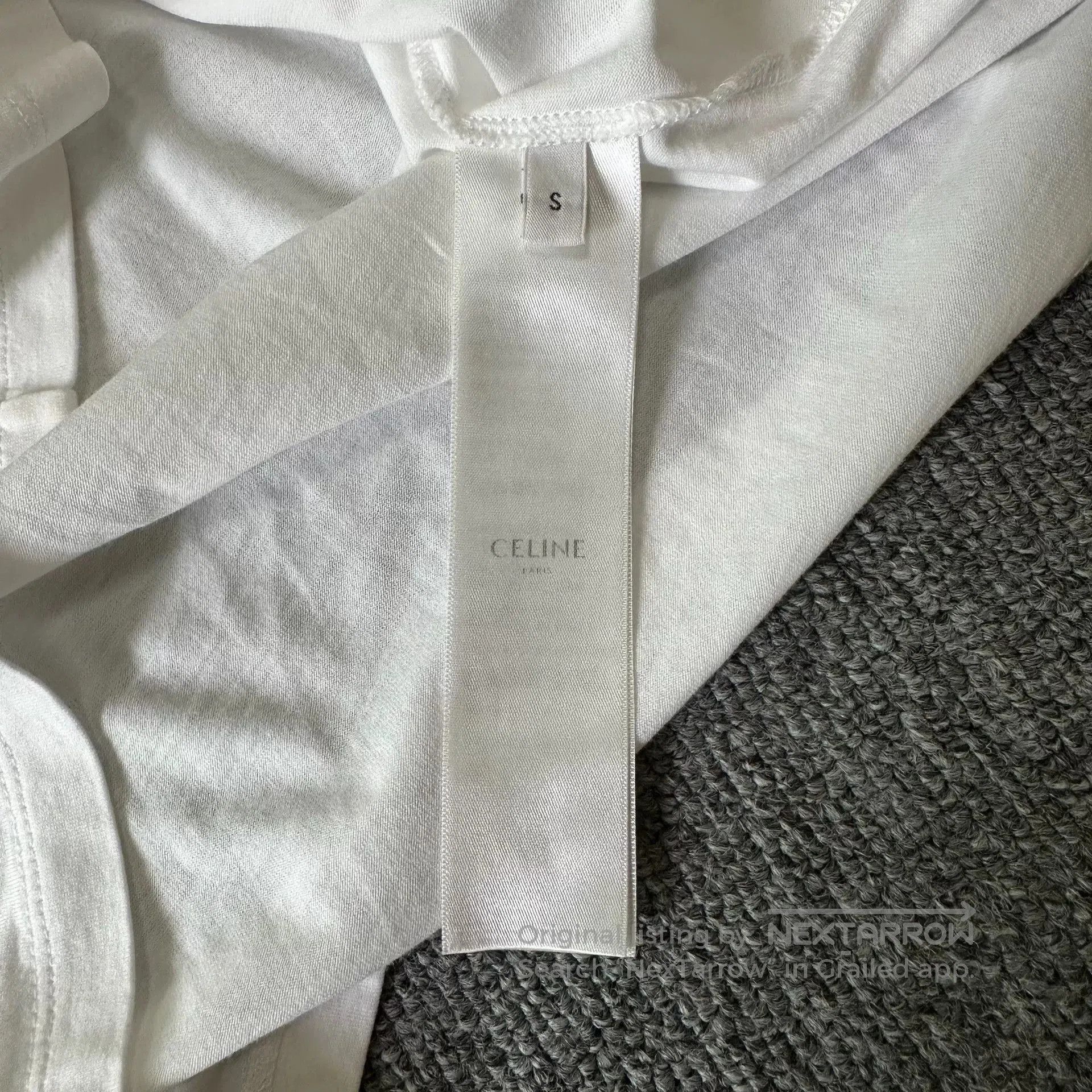Celine Celine White Embroidered Triomphe Logo Tee. Size S / US 4 / IT 40 - 4 Thumbnail