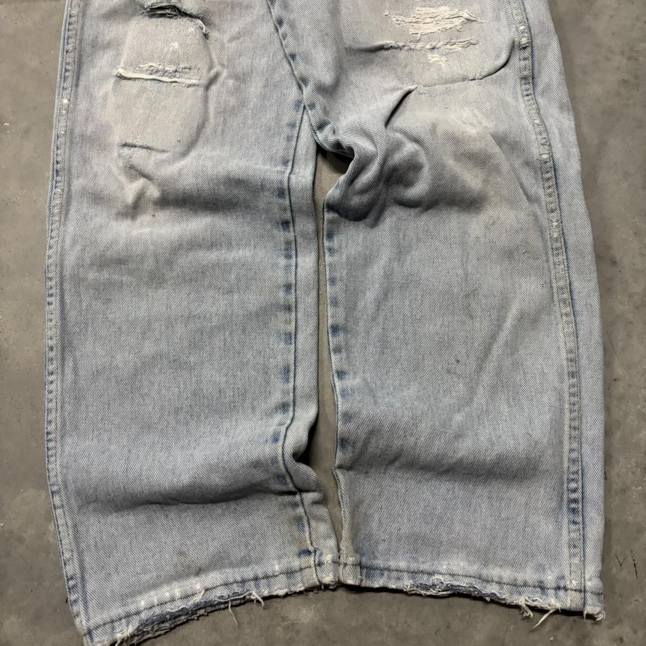 Japanese Brand × Vintage Crazy Vintage Y2K/2000s Grunge Faded Light Wash Distressed Denim Jeans! Size US 31 - 6 Thumbnail