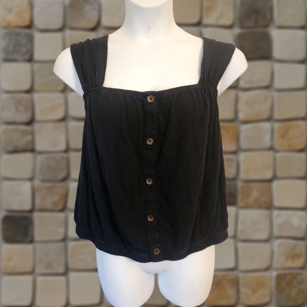Vintage Lane Bryant Blouse Sleeveless Top Black Gauzy Elastic Hem 14 16 Size XL / US 12-14 / IT 48-50 - 1 Thumbnail