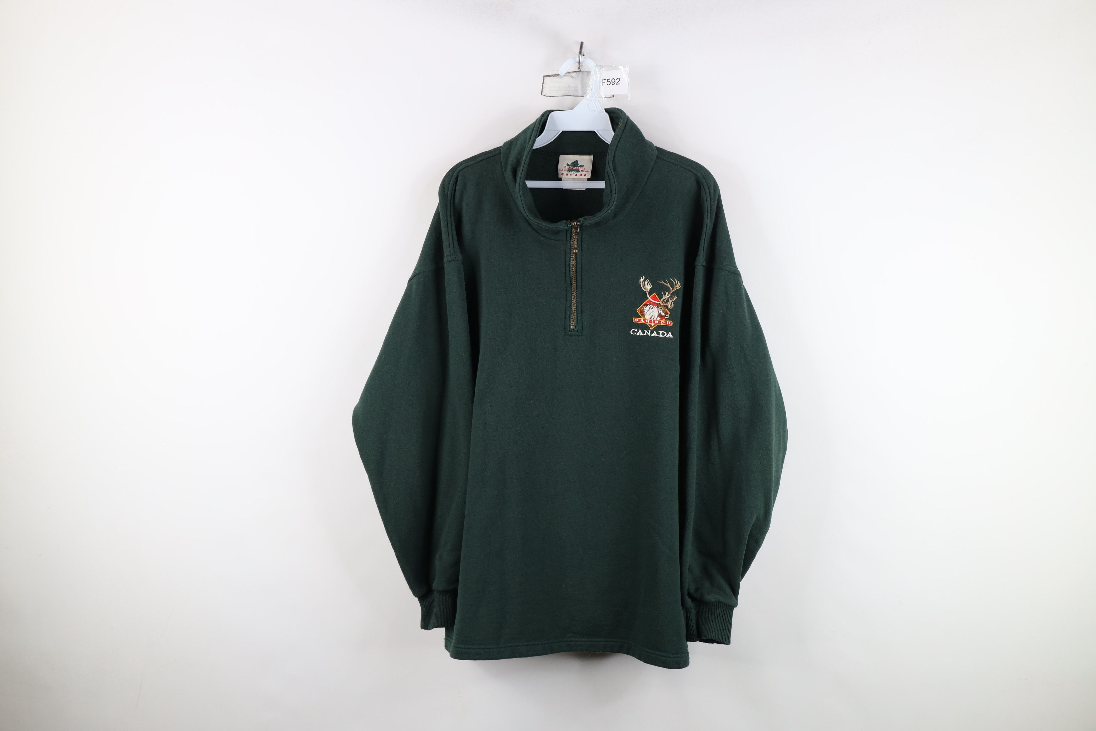 Vintage Vintage 90s Streetwear Canada Half Zip Sweatshirt Green Size US L / EU 52-54 / 3 - 1 Thumbnail