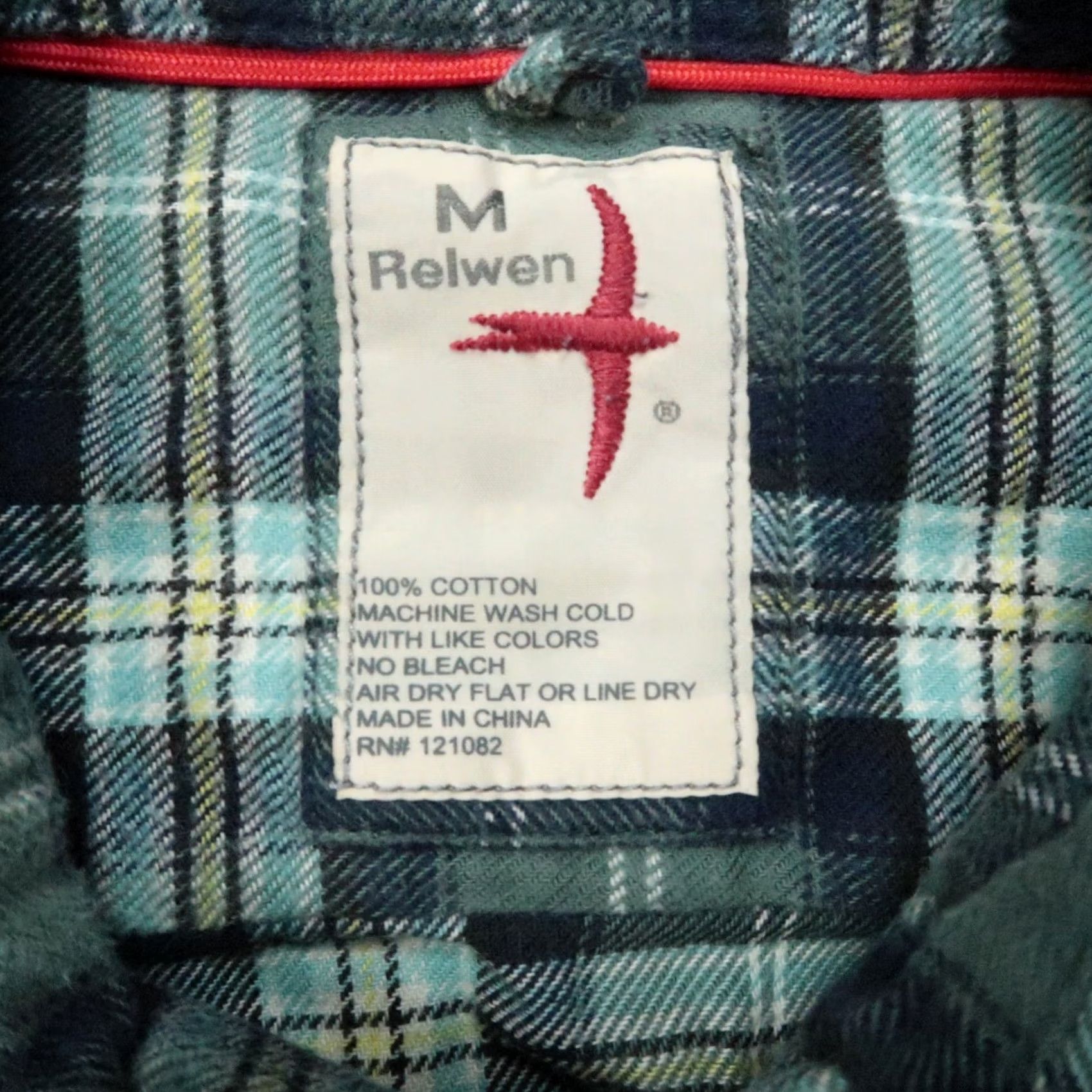 Relwen Relwen Shirt Mens M Green Blue Plaid Flannel Long Sleeve Button-Up Pocketed Size US M / EU 48-50 / 2 - 3 Thumbnail