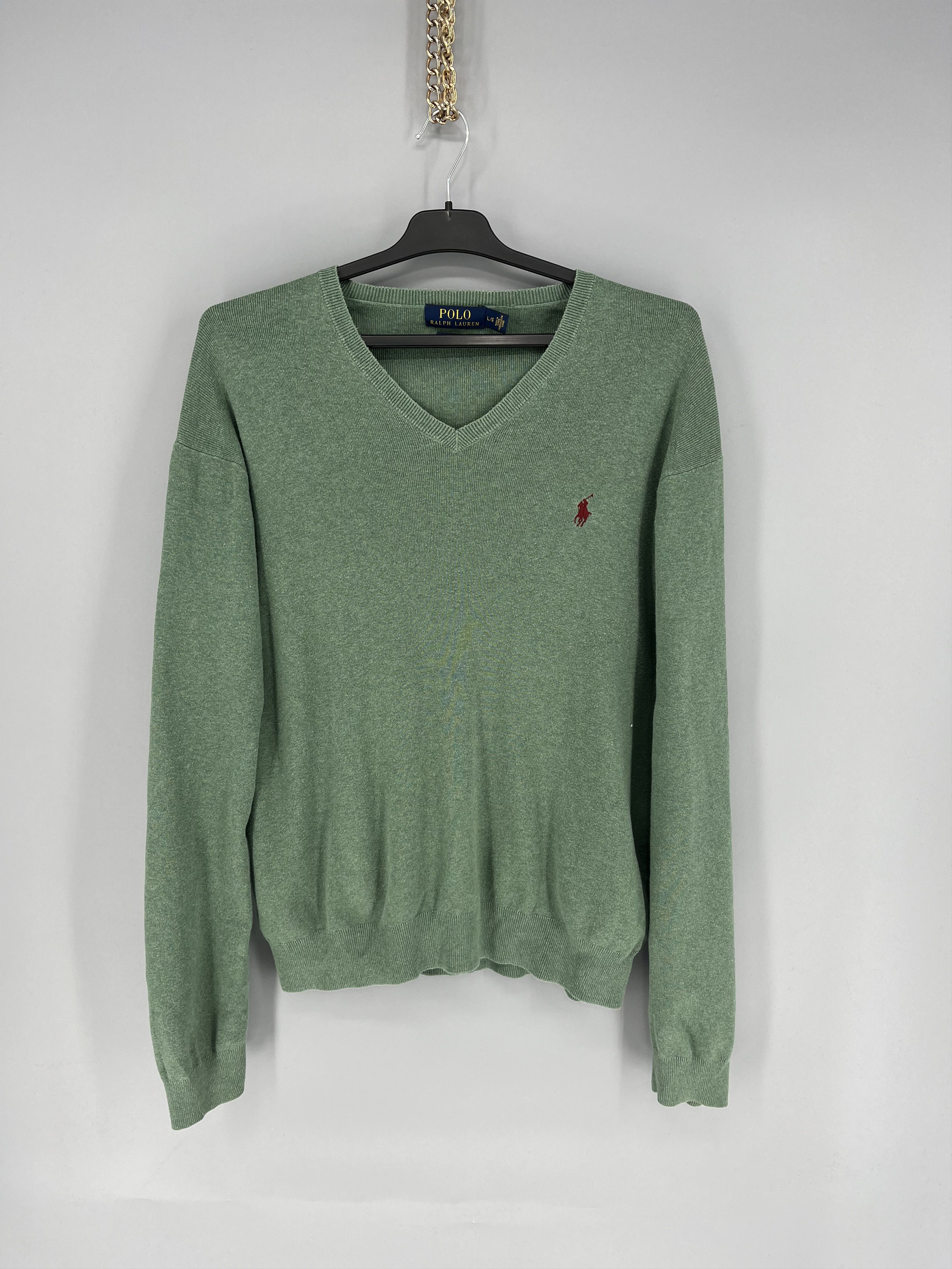 Polo Ralph Lauren Vintage Polo Ralph Lauren V-Neck Sweater 90s Green Size US L / EU 52-54 / 3 - 1 Thumbnail